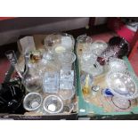 Glass Bowls, jug candlelights, Champagne glasses, etc:- Two Boxes