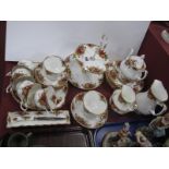 Royal Albert 'Old Country Roses' Tea Services, tea pot, cake stand, cups, sauces, etc. thirty
