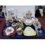 Shelley Bone China Coffee Pot, milk jug and saucers, decorated in a floral pattern, Royal Albert
