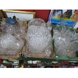 Glassware - A large quantity of cut and other glass, including decanters, vases, table centres,