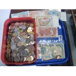 Large Collection of World Coins and Banknotes, includes G.B, Palestine, Singapore, Malta, Euros,
