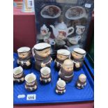 M J Hummel, Children's Tea Set, together with Goebel jugs, in the form of Monks:- One Tray (2)