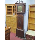 A Late XVIII Century Oak Longcase Clock, with stepped hood, and brass dial, bearing makers name R