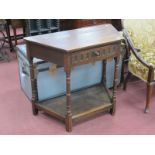 Oak Side Table, with a single drawers with knulled decoration, on turned and block supports, with