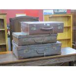 Three Leather Suitcases, one initialed R.P (3).