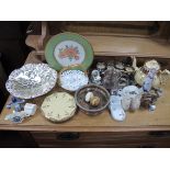 Teaware,plated ware, specimen eggs, crested ware, etc:- One Tray