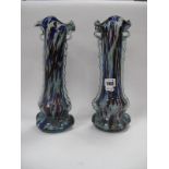 A Pair of Murano Type Flared Vases, with wavy rim decoration.