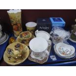 Aynsley Cups-Saucers, decorated with fruit, Aynsley Cottage Garden pin trays, etc:- One Tray.