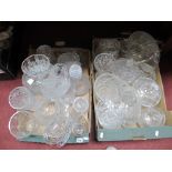 Two Boxes of Glassware, to include Shannon, decanter, vases, bowls, etc.
