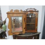 Early XX Century Mahogany Wall/Bathroom Mirror, bevelled glass, along with a diminutive glass