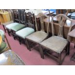 Three XVIII Century Elm Shield Back Chairs, with solid seats, XIX Century carved oak chair and two