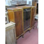 1920's Mahogany Display Cabinet, with bow fronted end cupboards, central glazed door on squat