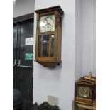 Early XX Century Mahogany Wall Clock, Arabic numeral dial, with a mantle desk clock Roman numeral