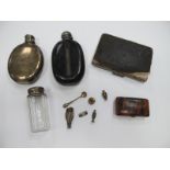 A Silver Decorated Folding Card Case, Birmingham 1914, tortoiseshell case, silver lidded bottle,