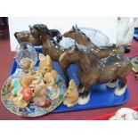 Beswick Brown Shirehorse, together with three other Beswick brown horses, Pendelfin figures, cut