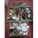 Bavarian Early XX Century Tea Ware, figurines, jugs, other ceramics, brassware, wall clock, etc: