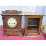 Early to Mid XX Century Oak Smokers Cabinet, 29cm high; an early XX Century eight-day oak mantle