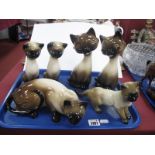 Vintage Italian Style Pottery Siamese Cats:- One Tray