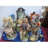 Capodimonte Figure of a Lady, Boy, with flat back man and lion, etc:- One Tray.