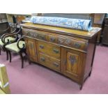 Early XX Century Walnut Sideboard Base, with two top drawers, with carved decoration, two central