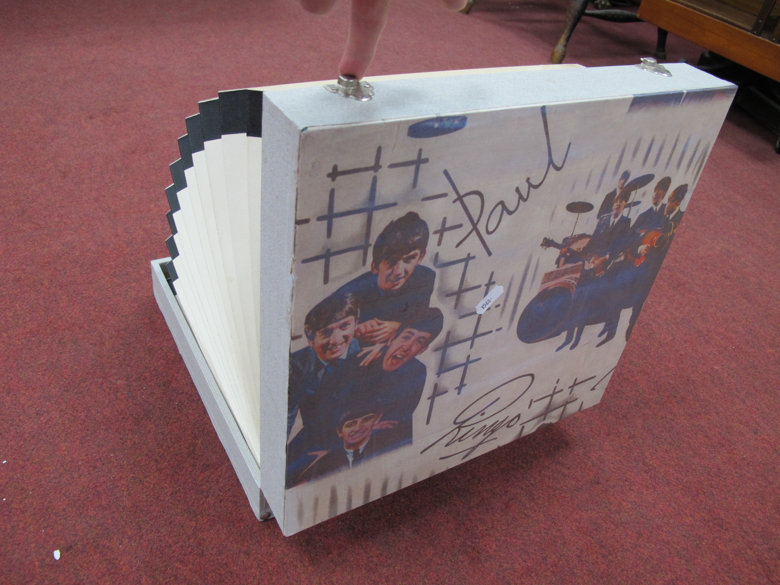 The Beatles - record carry case with concertina sleeves to interior, and images of The Fab Four to