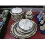 A Quantity of Burslem Floral Pattern Dinnerware, approximately twenty pieces (some faults).