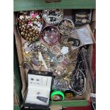 Costume Jewellery, watches, straps, belt buckles, earrings, etc:- One Box.