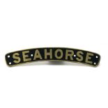 A Reproduction/Heavily Restored Cast Brass Locomotive Name Plate of Arched Form, 'Seahorse',