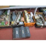 Four Boxes of "OO" Gauge/4mm Lineside Buildings, mainly card construction, domestic, industrial