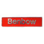 An Alloy Reproduction/Heavily Restored Nameplate 'Benbow', overall very good condition, 100cm x