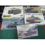 Five Plastic Model Tank, Armoured Vehicle Kits by Bluetank Crown, Mtsuwa, UPC, Imai, including