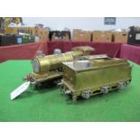 A Kit Built 'O' Gauge/7mm Brass 2 Rail Class 4F 0-6-0 Steam Locomotive with Six Wheel Tender,