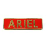 A Reproduction/Heavily Restored Cast Brass Locomotive Sign/Name Plate, 'Ariel', (very good