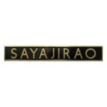 A Reproduction/Heavily Restored Cast Brass Locomotive Sign/Name Plate, 'Saya Jirao, overall very