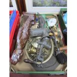 Mincers, iron companion set as a Dutch boy, coasters, cutlery and other metal wares:- One Box.
