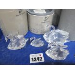 Four Swarovski Crystal Figures of Swans, (boxed):- One Tray.