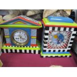 Two Painted Mantel Clocks, (battery operated).