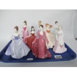 Coalport Figurines, to include Debutante of the Year 2003 Jackie 15cm high, Emily, Good Luck. (9)
