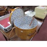 A Bentwood Ladies Hat Box, lined, with leather straps.