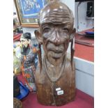 XX Century African Hardwood Carving of a Man, with a goatee beard, (52cm high).