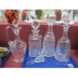 Cut Glass Decanters, XIX Century Claret jug:- One Tray.