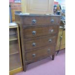 XX Century Oak Chest of Drawers, with a low back, four long drawers, 77cm wide.