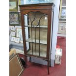 Edwardian Mahogany Inlaid Display Cabinet, with a stepped cornice, glazed door, sides, two