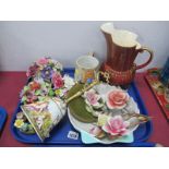 Royal Adderley Posies, Capodimonte porcelain flowers, Crown Devon jug etc:- One Tray.