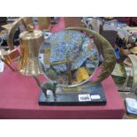 XX Century "Marti" French Mantel Clock, with a circular mirrored dial with a map of France,