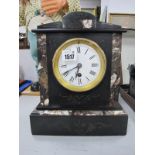 Black Slate and Marble Cased Mantle Clock, circa early XX Century, with 30 hour French movement, (