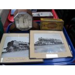 Pair of William A Stanier Railway Loco Photographs, signed by himself 14.5 x 19.5cm. Art Deco mantle