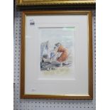 Margaret Clarkson, watercolour 'Balancing Act', signed bottom right 28 x 18.5cm.