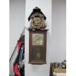 Oak Regulator Wall Clock, Acctim cuckoo clock. (2).