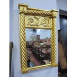 Regency Gilt Framed Rectangular Wall Mirror, with applied scroll mounts (some absent) to upper